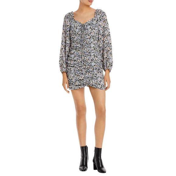NWT FORE Floral Ruched Mini Dress - Picture 3 of 8